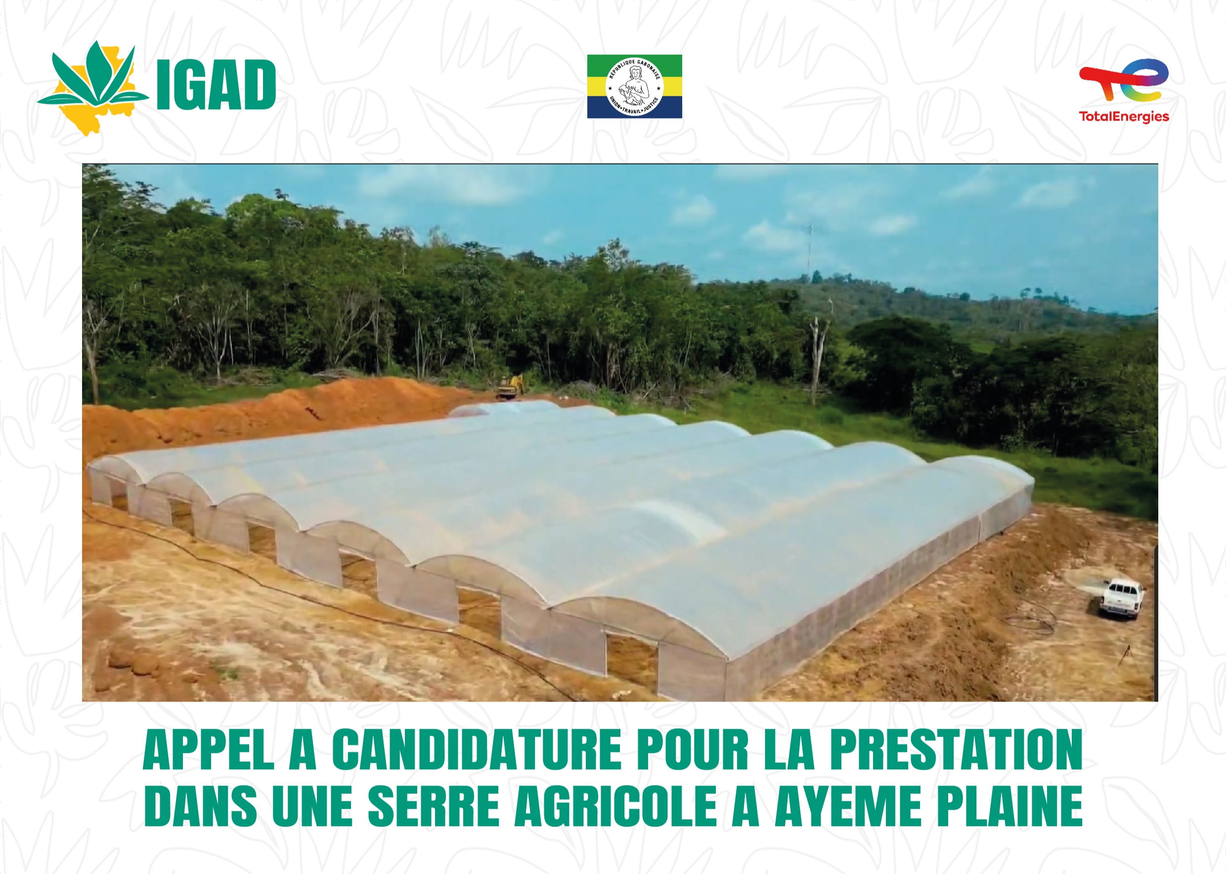 APPEL À CANDIDATURE POUR LA PRESTATION DANS UNE SERRE AGRICOLE