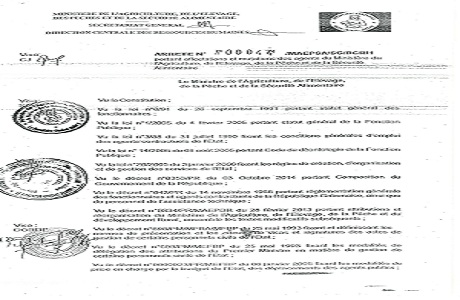 Décret N°44 portant affectation des agents du MAEPSA